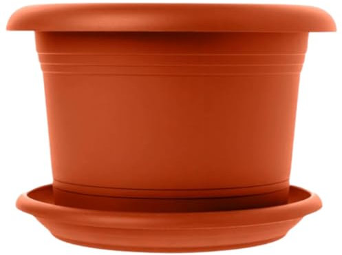 Sustania Lot de 1 pot de fleurs stable de 40 cm en terre cuite avec soucoupe – Qualité allemande pour vos plantes préférées