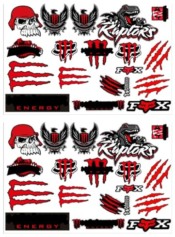 2 Stück Motorrad Aufkleber, Moto Motocross Stickers Kit, Racing Aufkleber für Offroad Motorräder und Helme, Motorrad Enthusiasten, 20X15cm (Aufkleber-A)