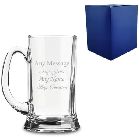Personalised Engraved 10oz Half Pint Icon Tankard Glass with Gift Box | Custom Beer Glasses, Beer Mug, Birthday Gifts for Him, Best Man Gift, Groomsmen Gifts