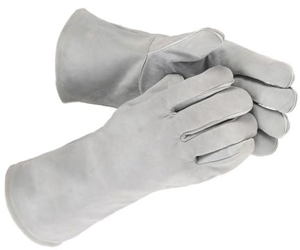Qsvbeeqj Schweißhandschuhe aus Leder, schwer entflammbar, atmungsaktiv, Arbeitshandschuhe, Handschutz vor Schweißern und Schneiden, für Damen und Herren, Unisex, schützend