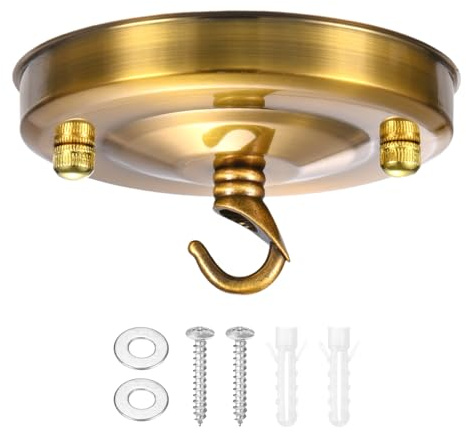 M METERXITY 1-Pack Light Canopy Kit, 4.3 Replacement Cover Plate for Chandelier Fixture/Pendant Light/ Swag Light, Ceiling Hooks Cover Plate [Gold Tone]