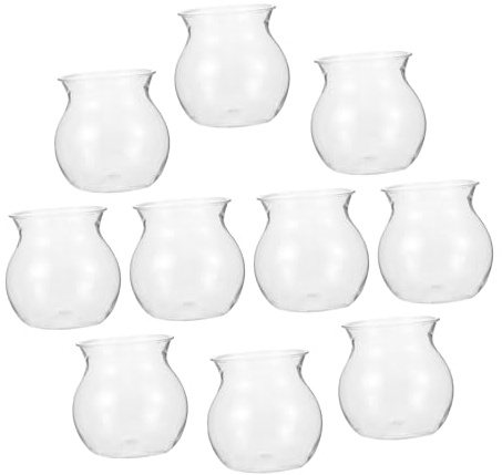 Kisangel 10 Piezas Unidades de Macetas Ecológicas Transparentes para Suculentas Recipiente Hidropónico para Micro Paisaje DIY Soporte de Plantas para Escritorio Decoración Natural y Visible