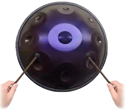 Handpan Drum 22 Zoll 9/10/12 Töne Harmonic Percussion 440 Hz D Minor Steel Tongue Drum Handpan Instrument Mit Handtaschen Trommelstöcken Für Yoga-Meditation(Purple,9 Notes)