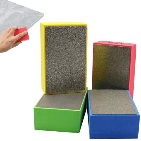4 PCS Cale a Poncer Carrelage,Cale à Poncer Diamant Tampons de Polissage Manuels,Cale Poncage pour Carreaux Pierre Marbre Béton (60# 100# 200# 400#)