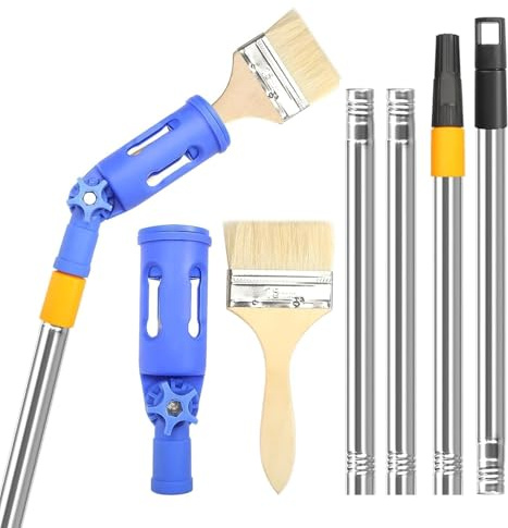 Mgoodoo Universal Paint Brush Extension Pole Set for Most Rollers Brushes | MultiAngle Paint Brush Extender Holder Tool,Blue Extension Pole Attachment,for Ceiling Wall Decorating Trim,Lightweight,360°