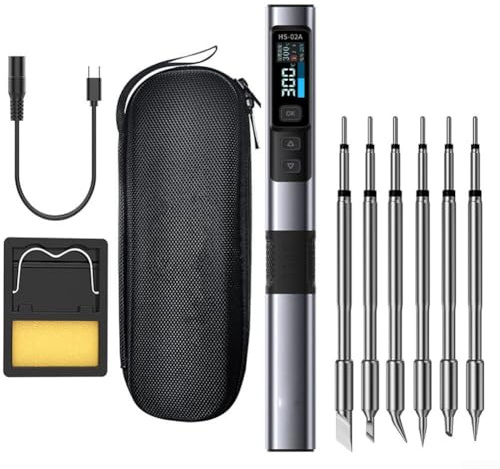 Soldering Iron for Hs-02A 100W Adjustable 100-450°C with Pid Control, Type-C Pd/Qc Power Supply, for CNC Aluminium Alloy Body, Induc
