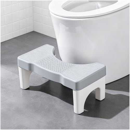 CRCFSUK Toilettenhocker Erwachsene-Ergonomischer Klohocker, Anti-Rutsch WC Hocker gegen Verstopfung, Hocker Toilette für eine Natürliche Hockposition (40x21x17cm, Grau)
