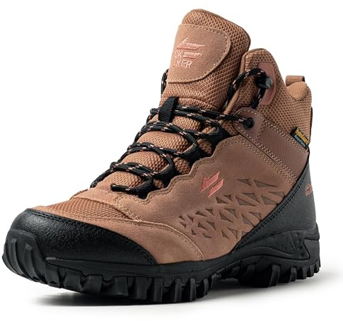 Jack Walker JW2005 Women's Waterproof Suede Hiking Boots | HydroGuard Waterproof, Suede Leather, Lightweight, Breathable, Memory Foam Insole, High-Grip Sole, Padded Ankle Support