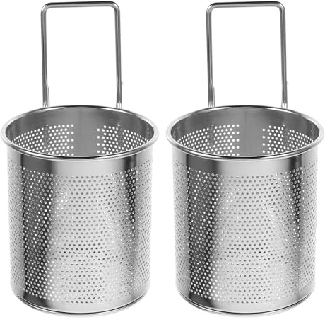 jojofuny Lot de 2 Passoires à Nouilles en Acier Inoxydable 10X11 CM avec Double Crochet Panier-Filtre pour Fondue Chinoise Passoire à Pâtes avec Maille Fine Résistante à Haute
