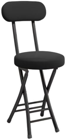 Sgabello da bar pieghevole, comodo sedile imbottito, 47 cm, leggero, portatile, per cucina, sedia per colazione, ideale per picnic e feste in giardino (colore: nero)