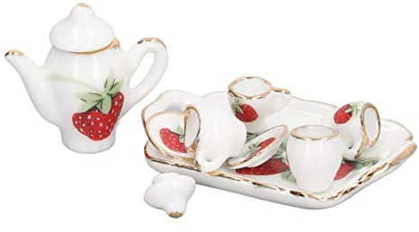 Riuulity Juego de té en Miniatura para Casa de Muñecas para Niños, Precioso Juguete para Juego de Imitación de Cerámica, Gran Regalo para Niños, de té de 8 Piezas