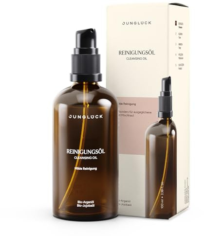JUNGLÜCK Reinigungsöl Gesicht – Cleansing Oil zur Gesichtsreinigung | Löst wirksam Schmutz und sogar wasserfestes Make-up ohne auszutrocknen, hinterlässt ein seidiges Hautgefühl - Vegan