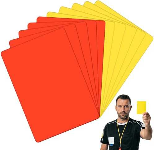 JJUNW 10 carte per arbitro di calcio, carte professionali per arbitri, set di carte rosse e gialle per arbitri di calcio, kit di avvertimento per competizioni, partite scolastiche, stadio