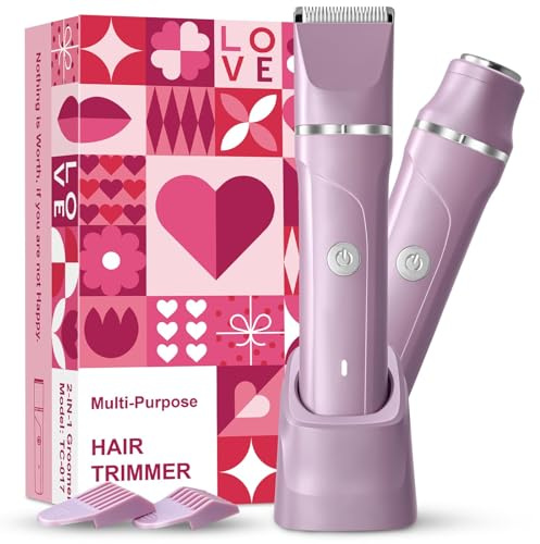 VEGITERIA Women's Body Hair Trimmer Intimate Bikini Trimmer for Women, Hypoallergenic Gentle Electric Razor for Sensitive Skin, Wet/Dry Use, Lightweight for Travel, USB-C Rechargeable