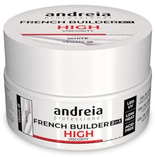 Andreia Professional Französisches Aufbaugel für Nägel mit hoher Viskosität Zweiphasig 2 in 1 mit LED und UV - Veganer Basislack - Selbstnivellierend - Hohe Widerstandsfähigkeit Weiß 22g