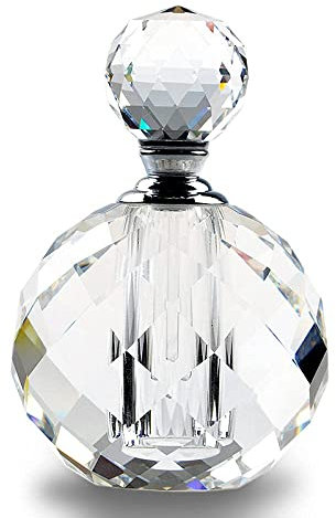 YUNHOME Botella De Perfume Vacía Perfume Recargable Frascos para Perfume 10Ml Crystal Art Deco Estilo Vintage Botellas De Perfume Clear Redondo Lujo Vidrio Vacío Recolonible Regalo