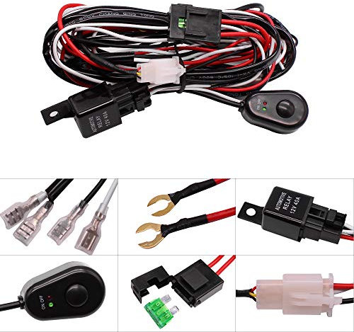 HUIQIAODS Universel Kit de faisceau de câblage pour barre lumineuse à DEL Kit interrupteur à bascule relais 12V 40A Interrupteur Étanche Marche/Arrêt