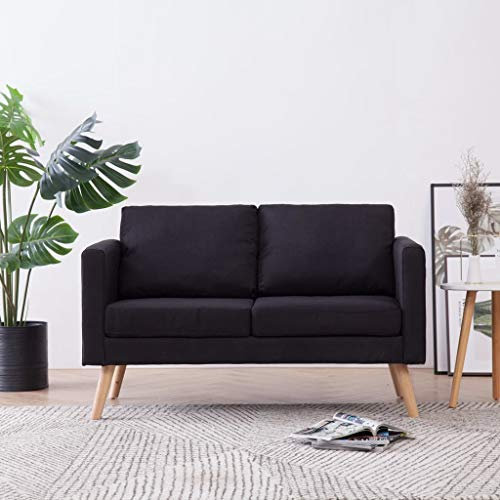 MOONAIRY 2-Sitzer-Sofa, Bodensofa, Chaiselongue, Kleines Sofa, Couch, Cauchsofa, Relaxsofa, Sofas & Couches, Wohnzimmer Sofa, für Jugendzimmer, Stoff Schwarz
