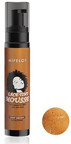 100ML Hellbraun Haarfärbespray für Perücken, Schnell trocknender Lace Tint Melting Haar Mousse für Spitzenperücken, Spitzenschmelzspray Haftspray Concealer für Damenhaarperücken Toupets Haarteile