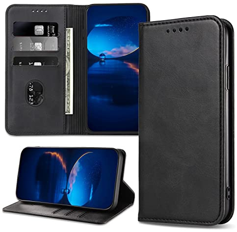 DENDICO Hülle für iPhone 13 Pro, PU Leder Handyhülle, Stoßfeste Klapphülle Schutzhülle Kompatibel mit iPhone 13 Pro, Schwarz