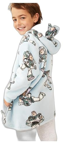 Gifts Treat Niñas Niños Sudaderas con Capucha Sudaderas con Capucha Manta de Felpa con Capucha Suave y cálido suéter Acogedor para los niños Adolescentes Estudiantes, Robot Azul, 2-4 Años
