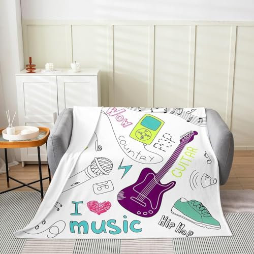 Kuscheldecke Flauschig 100x135 Musik 3D Decke Cartoon-Bilder Flanell Fleecedecke Weich und Warme Wohndecken Kuscheldecken Sofa Bett Überwurfdecke Sofadecke Couch Blanket Y1646
