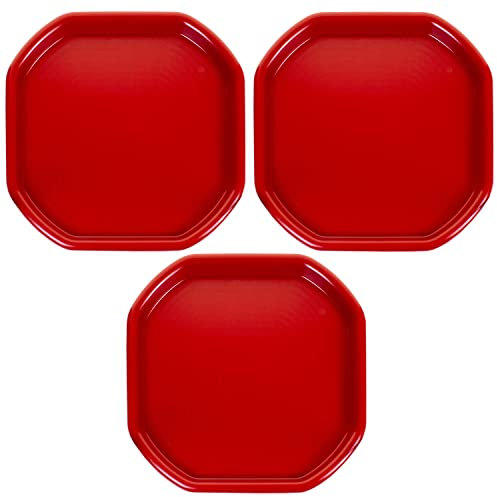 (SET OF 3) - SMALL Messy Play Tray Plastic Builders Building Material Children Kids Play Mixing Tray Spot for Cement Mortar Sand Plastering Toy Fun Game School Play Time MIXING TRAY - (Red)