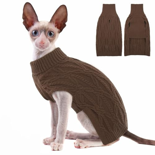 Hundepullover Kleine Hunde, Hunde Strickpullover Elastizität Weich und Warm Hundemantel Weste Winter Outfit Warme Teddy Chihuahua Shiba Dachshund Bulldog(Braun, XS)
