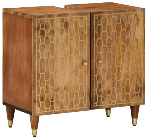 vidaXL Mobile Lavabo da Bagno 62x33x58cm in Legno Massello di Mango, Mobile sotto lavabo, mobili da Bagno, Mobile lavabo con Ante, mobiletto da Bagno