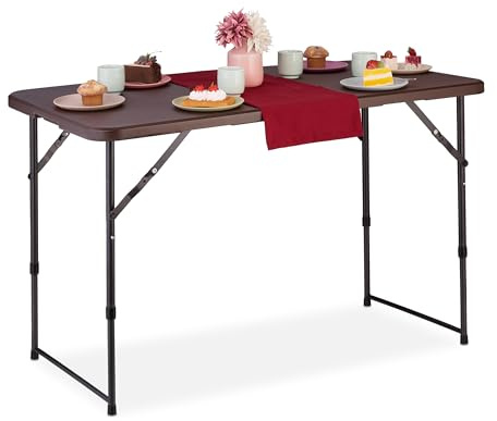 Relaxdays Campingtisch klappbar, HBT: 53,5x120x60 cm, 6 Personen, braun