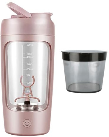 MARCBUSE Coctelera eléctrica de proteínas con compartimento para polvo, recargable por USB, 650 ml, material ABS, botella mezcladora, batidora de proteínas, gimnasio, oficina, viajes