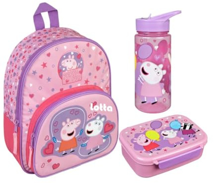 Kindergartenrucksack Peppa Pig Mädchen - Personalisiert mit Name - Kinderrucksack Set