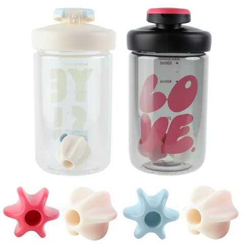 Greyoe 2 piezas Proteine Shaker Protein,Shaker Proteinas 500ml, Fitness Hombres y Mujeres Deportes de Bola Proteínas de Tritan+PP+Silicona