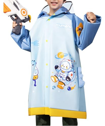 2026 Poncho antipioggia per ragazzi leggero, con abbigliamento antipioggia per bambini, per giocare all'aperto, uso quotidiano, abbigliamento da pioggia per bambini dai 3 ai 13 anni, Blu, 3-5Years
