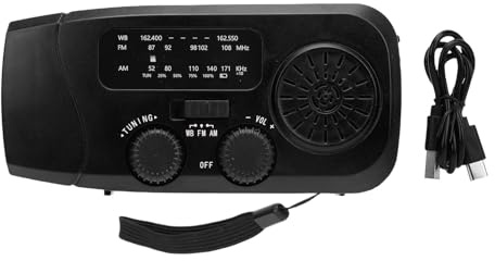Eujgoov Solarhand -Kurbel Radio, Notfallradio mit 2000 -mAh -, Typ C USB -Ladung, 4 Batterie -Indikatorlichter für Camping -Wanderungen Im Freien