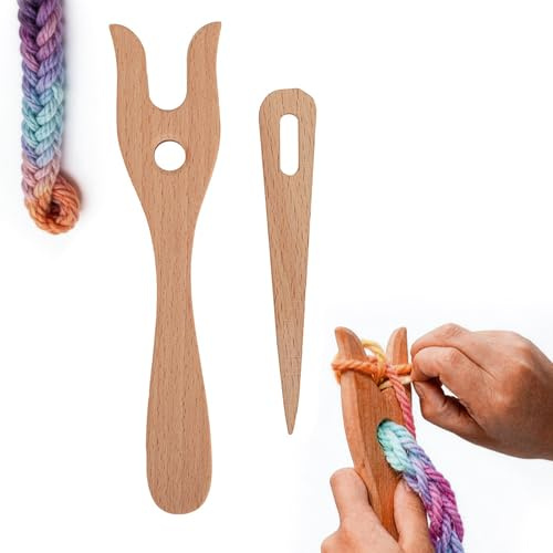 1 set stickgaffel vävverktyg, stickgaffel trä, barn stickad gaffel för armband halsband flätade verktyg