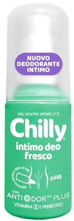 Chilly, Deodorante Intimo Fresco, Azione Rinfrescante e Protettiva, con Mentolo Naturale e Vitamina E, Dona Freschezza e Igiene Intima, pH 5, Ideale per Uso Quotidiano, 50 ml