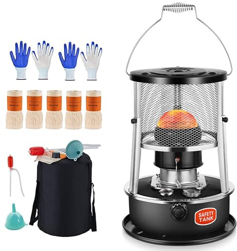 4.5L Petroleumofen für Innenräume, Petroleumheizung mit Löschautomatik, Petroleum Heizung Ohne Strom Petroliumheizer für Outdoor Camping(Black)