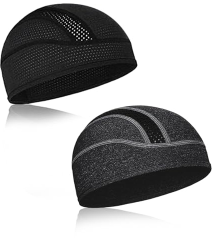2Pcs Gorro de Ciclismo para Hombre Mujer, Bandana Gorro de Ciclismo con Calavera, Respirable Ciclismo Skull Cap Verano, Forro para Casco, Sotocasco Moto, Sotocasco Bici, Absorbe Sudor y Humedad