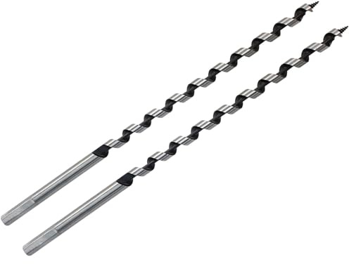 2 PCS Extra Long Wood Auger Drill Bits, Hex Shank Timber Drill Bits for Deep Drilling, High Grade Steel, Hexagonal Bit for Soft Hard Wood, Tree Stump (10mm x 230mm)