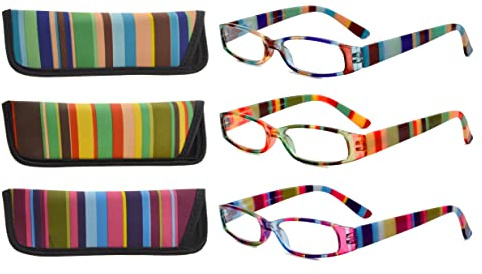 Eyekepper Pack 3 Damas Gafas de Lectura Elegancia para Mujer Lectores Pequeñas de Colores +0.50 | Lentes de lectura para mujer, bisagras de resorte cómodas durante todo el día, tramposos de moda para mujer