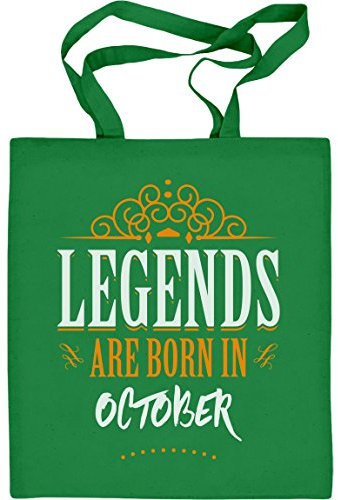 Shirtgeil Legends are born in Oktober - Geschenke Jutebeutel Baumwolltasche One Size Grün