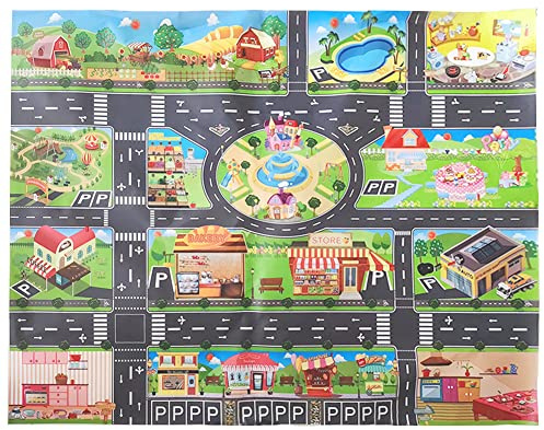 JTMM Tapete de plástico para PVC,Tapete de Juego para 100X130cm Alfombra para City Life, Área de Juego para Juego de alfombras para niños Alfombra y Regalo de Aprendizaje Educativo para niños