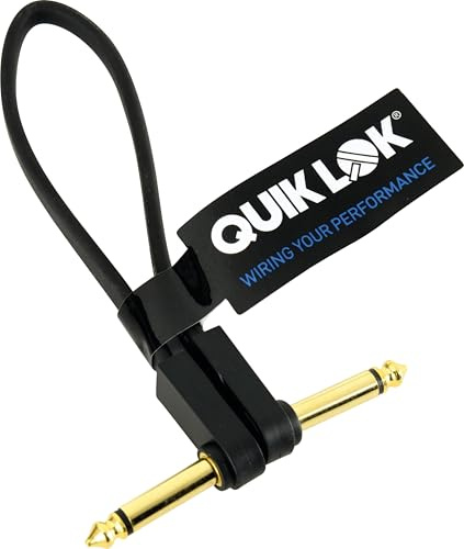 QUIK LOK - FPC/QB-0,20K Cavo Patch Flat Jack Mono 90° / Jack Mono 90°, 20 cm, Nero