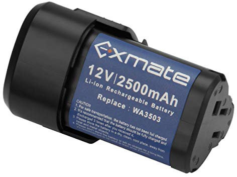 Exmate 12V 2.5Ah Batterie pour WA3503 WA3509 WU288 WX125 WX125.1 WX126 WX382 WX673 WX677, Batterie Lithium-ION