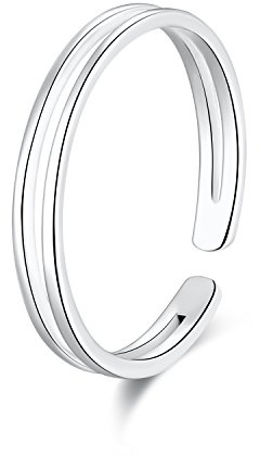 SILBERTALE 925 sterling silver öppen manschett tåring för kvinnor justerbar rosa ring, Sterlingsilver