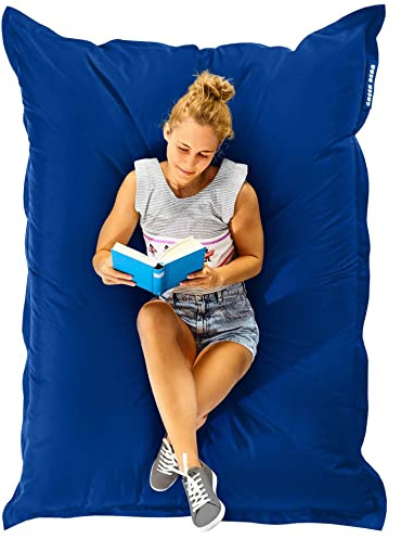 Green Bean Sitzsack XL 120x160 cm Indoor & Outdoor - Riesensitzsack wetterfest für Erwachsene & Kinder, 380 L EPS-Perlen Füllung, waschbarer Bezug, Bean Bag Sitzkissen für den Garten, Blau