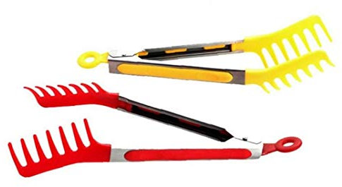 Nylon Noodle Tongs Pasta Spaghetti Tongs Food Clips Stainless Steel Handle Cooking Utensils Kitchen Accessories Home Random Color