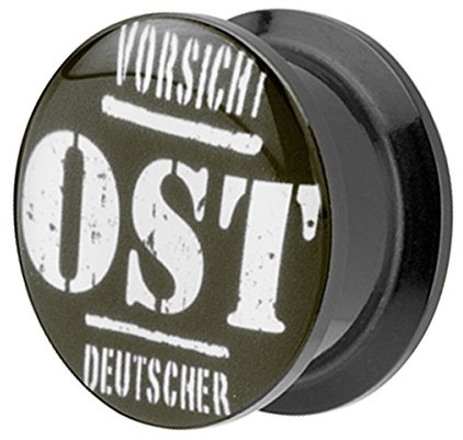 Taffstyle Ohr Plug Flesh Tunnel Piercing Ohrpiercing Kunststoff Schraub Schraubverschluß Picture Motiv Vorsicht Ostdeutscher Motiv 18mm