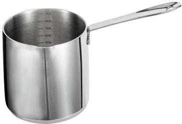 IMEEA Kaffeekanne 900ml aus 18/10 Edelstahl Türkische Mokkakanne & Butter-Schmelztopf mit Ausgießer für Induktion & Gasherd